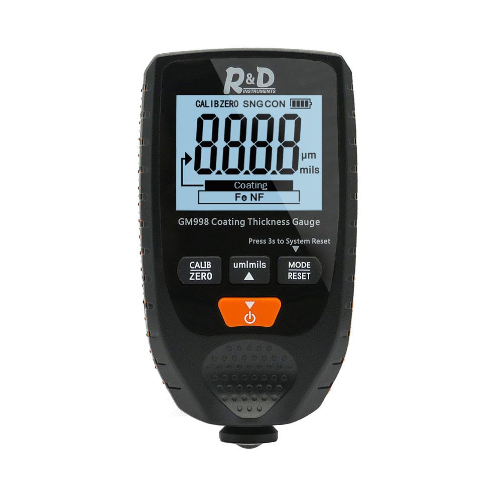 R&D GM998 Backlight Film Thickness gauge Car Paint Tester Coating Thickness Gauge with English&Russia Manual Fe&NF paint  tester чёрный