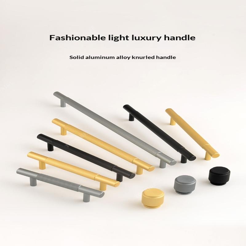 Nordic Wardrobe Handles–Gold Copper & Black Drawer Knobs Extended American-Style Aluminum Alloy Cabinet Pulls Furniture Hardware