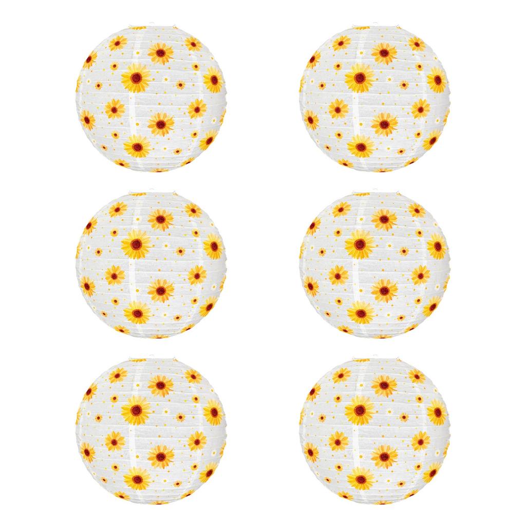 6Pieces Delicate Sunflower Design Paper Lanterns 9.8Inch Hanging Party Decorations for Weddings and Events