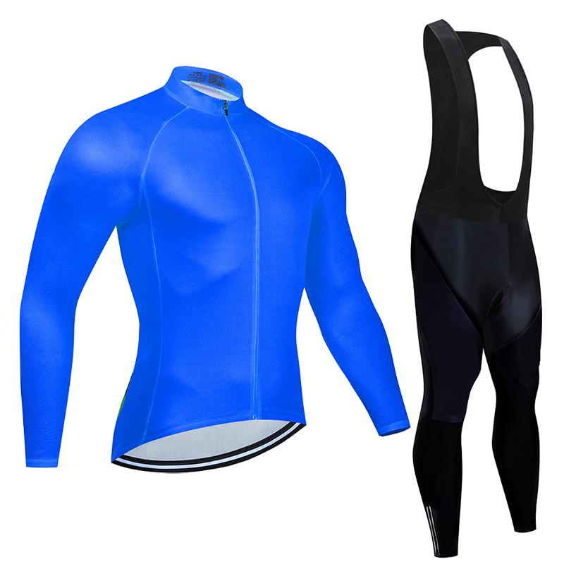 Fluorescent Color Spring Long Sleeve Cycling Jersey Sets Breathable Long Sleeve Men's MTB Bicycle Clothing Suits Roupa Ciclismo