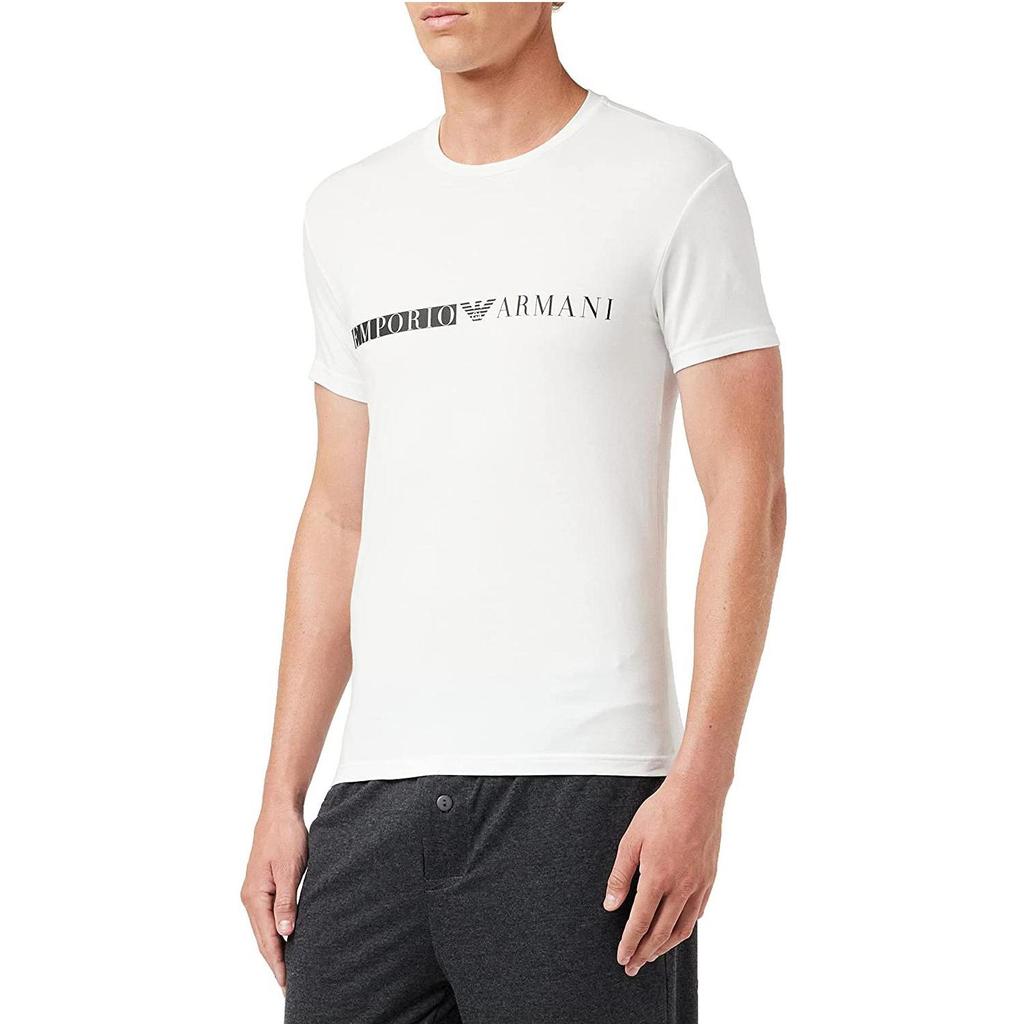 Emporio Armani FW22 Loose Fit Casual Logo Print Crew Neck Short Sleeve T-Shirt Men Tops White 111971-2F525-00010