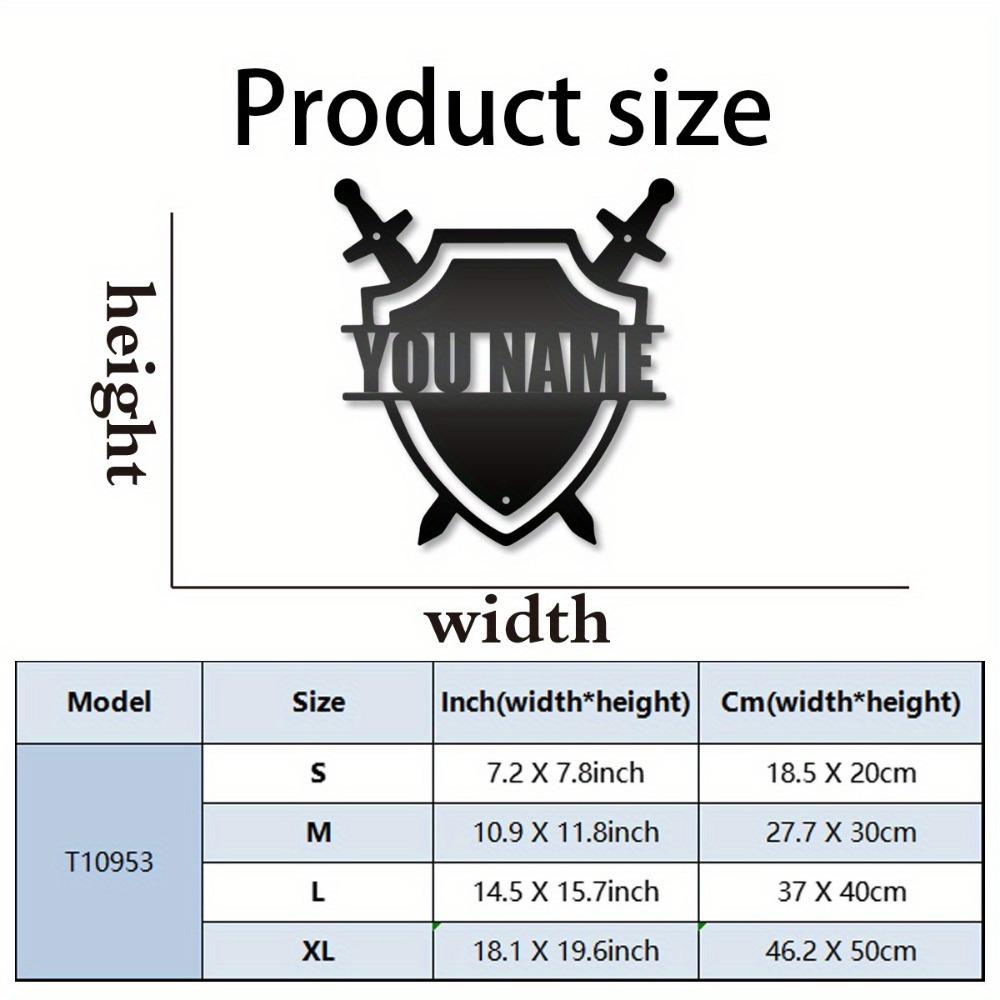 

Gothic Knight Shield Metal Wall Art Custom Nameplate Chamber Decor 20cm