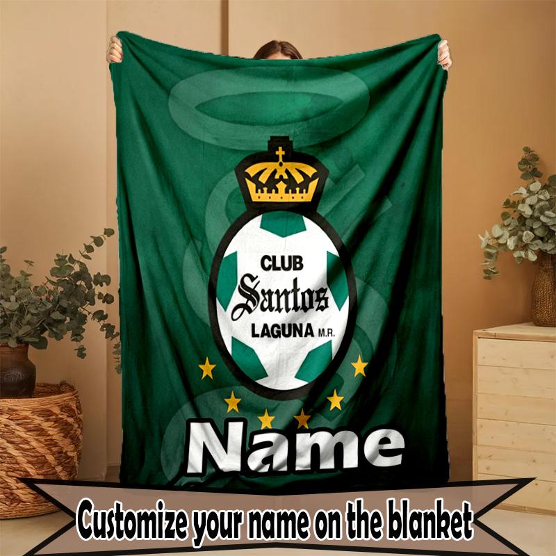 Custom Name Personalized Club Santos Laguna Print Blanket, Home Decor, Bedroom, Sofa, Camping, Couch, Gifts for Birthday ChristmasEnthusiasts