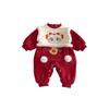 Neujahrs-Baby-Strampler 2025: Bestickter Samt mit Bommeln - Super süßes Winter-Neugeborenen-Outfit für das Chinesische Neujahr.
