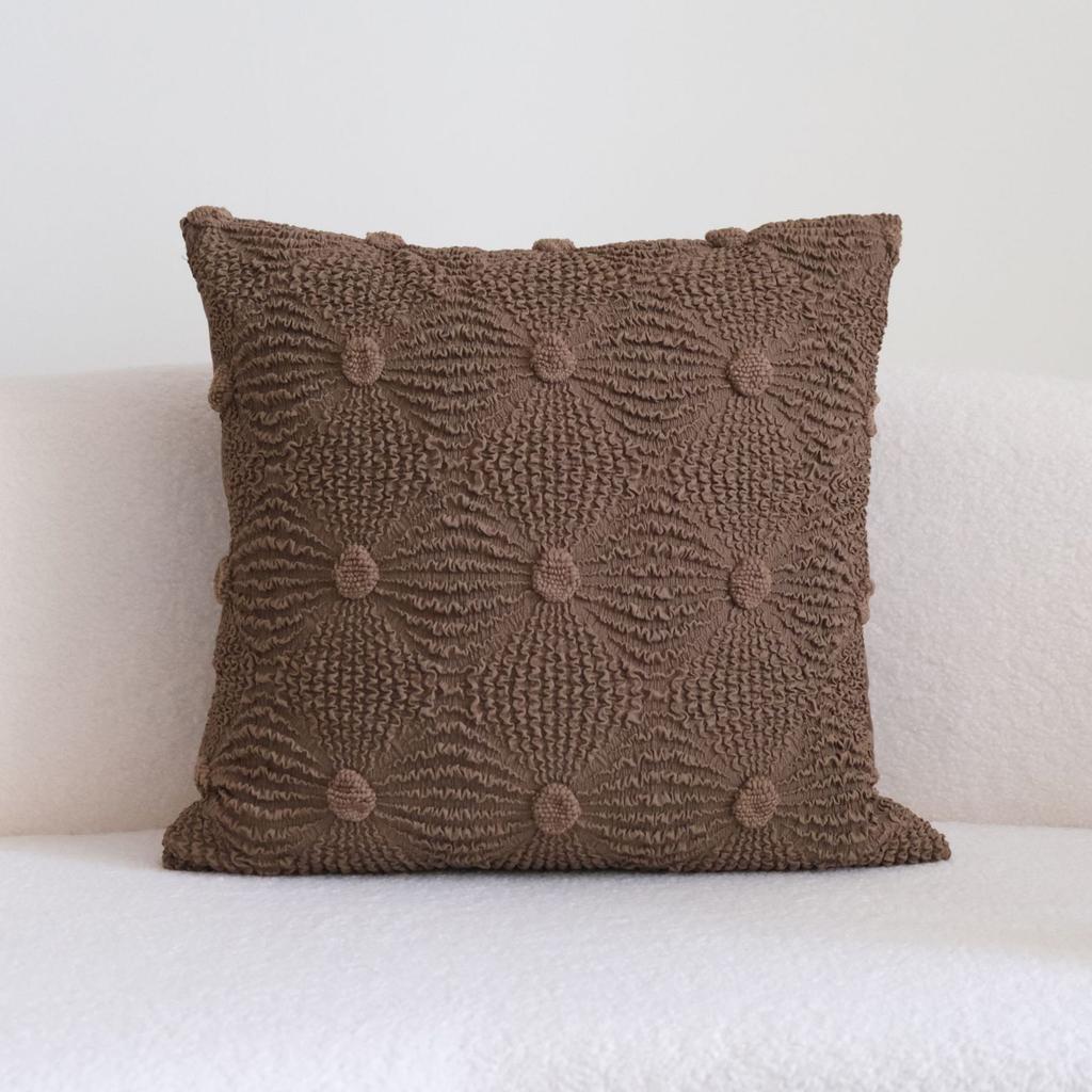 Boho Textured Lumbar Throw Pillow Cover Brown Floral Cushion Case Farmhouse Pillowcase for Couch Sofa Bed Living Room Decor