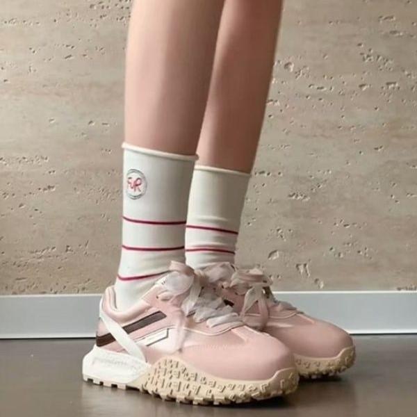 

[Inner height increase of 5cm] Women s new small platform casual shoes ribbon color matching 40 бордовий