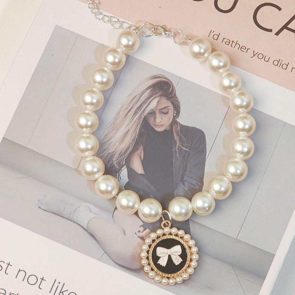 1 Pc Cat Pearl Necklace Cats & Dogs Fashionable Retro Cute Pendant Teddy Ragdoll Daily Wear Photo Shoots Decoration.