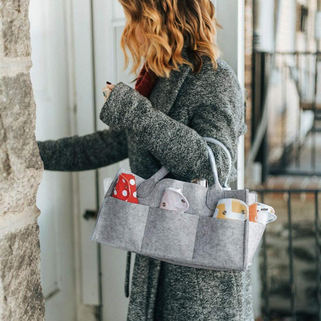 Multifunctional Felt Baby Diaper & Travel Makeup Storage Bag