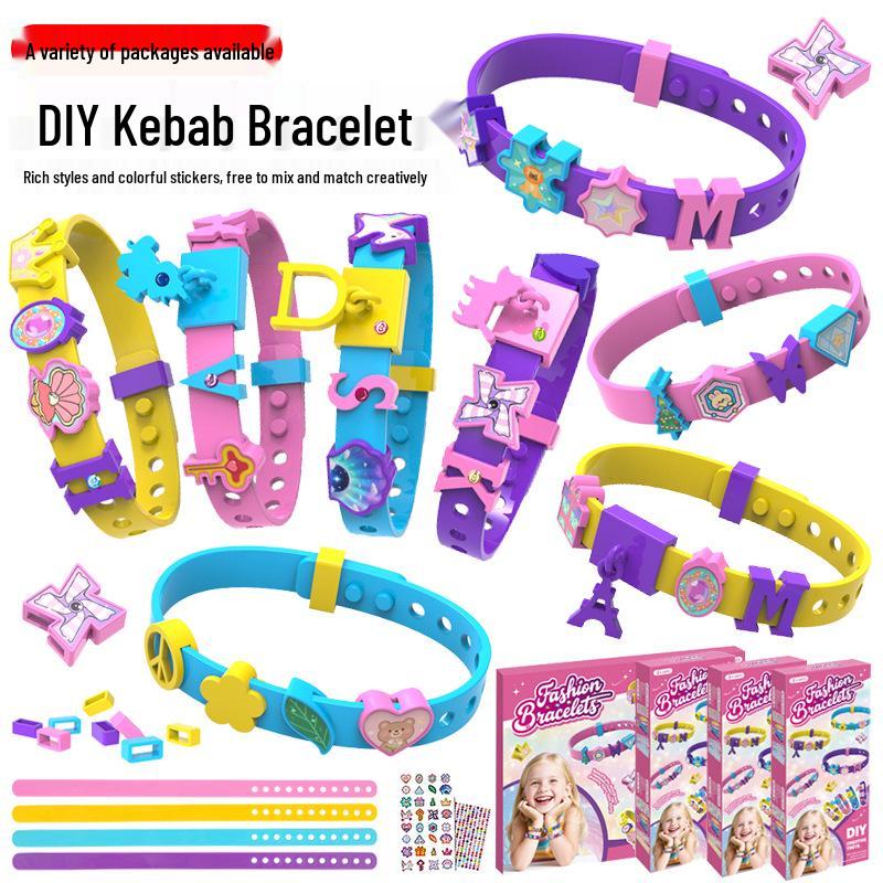 DIY Beaded Bracelet & Watch Strap for Girls - Educational Cartoon Design with Letters