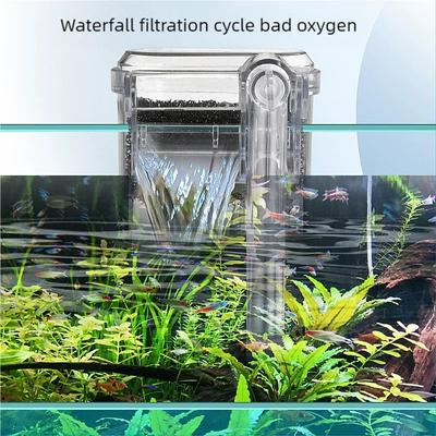 Mini Wandgemonteerd Aquariumfilter Watervalfilter voor Klein Aquarium USB Filterapparatuur met Filtermedia en Circulatie