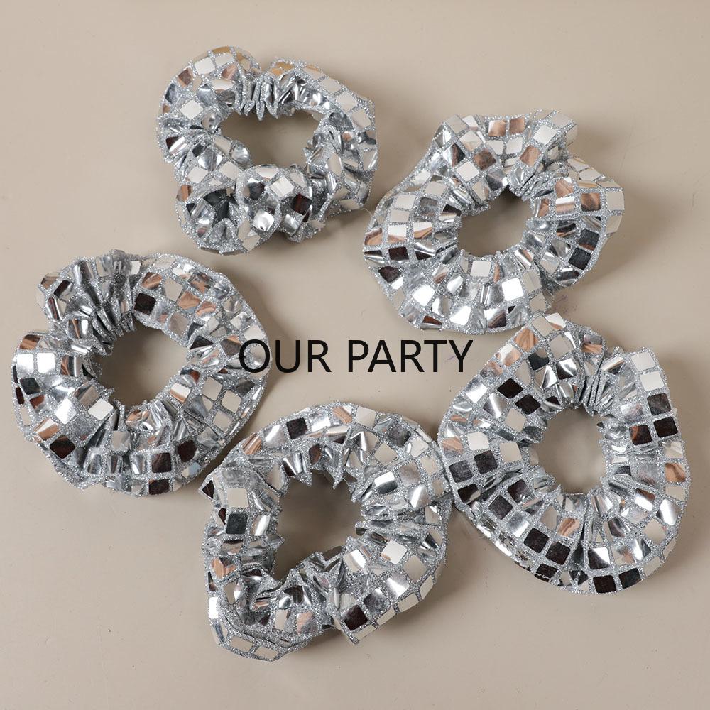 

5Pcs Sequin Disco Ball Hair Ties Girl Hair Band for 70s Music Disco Theme Birthday Bachelorette Wedding Party Favors Decoration