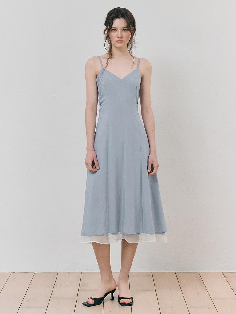 Etmont Slip Layered Hem Dress, Sky Blue