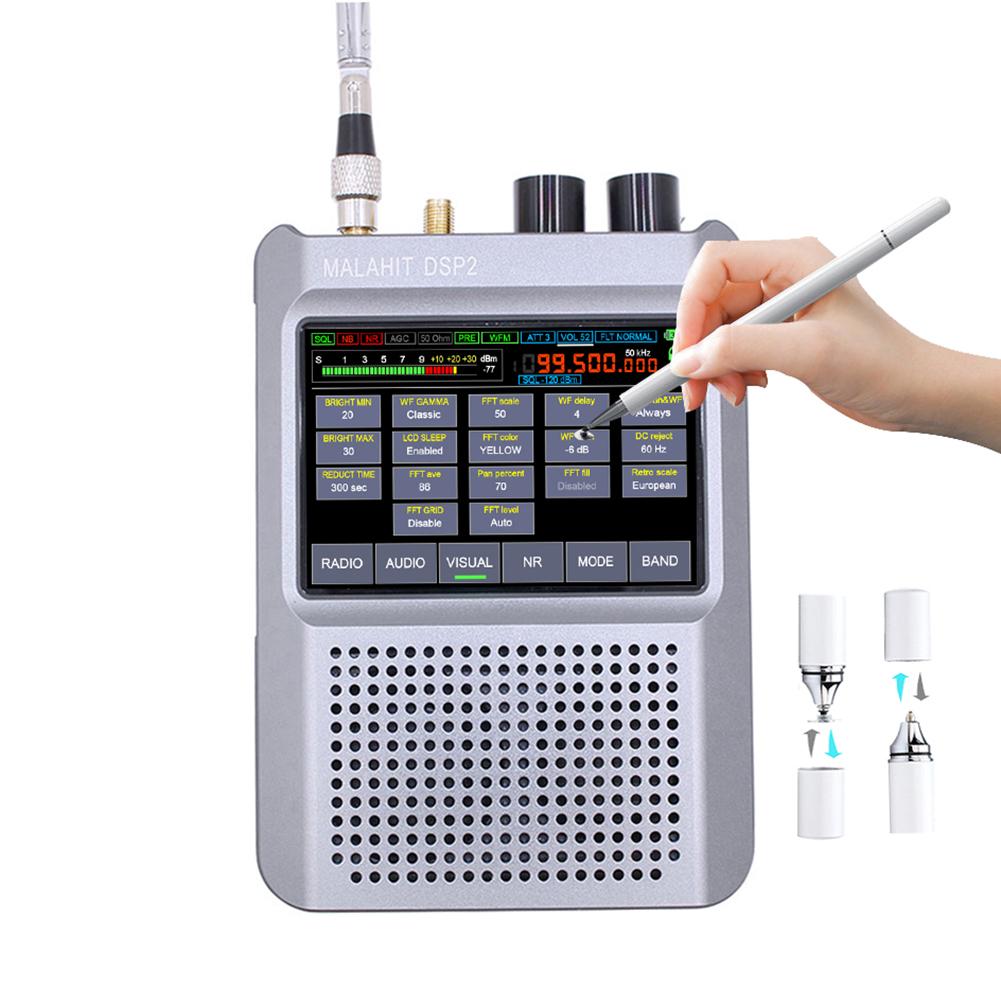 DSP2 SDR Malachite Radio Receiver 10kHz-380MHz 404MHz-2GHz Stereo Radio 5000mAh Battery Adjustable Filter 3.5-inch Touch LCD