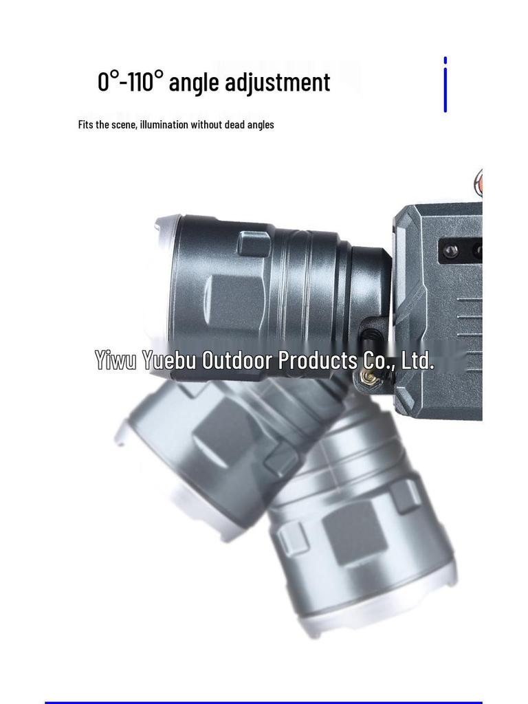 Multifunctional Zoom Headlamp with 4 Light Sources, 8 Modes, and Digital Display - Aluminum & Plastic for Outdoor Use