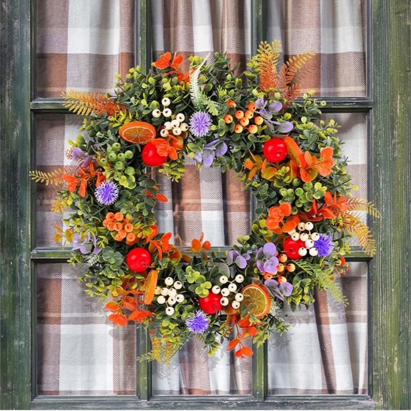 Artificial Summer Wreath Spring Wreath for Front Door Farmhouse Garden Wedding Party Indoor and Outdoor Decorations