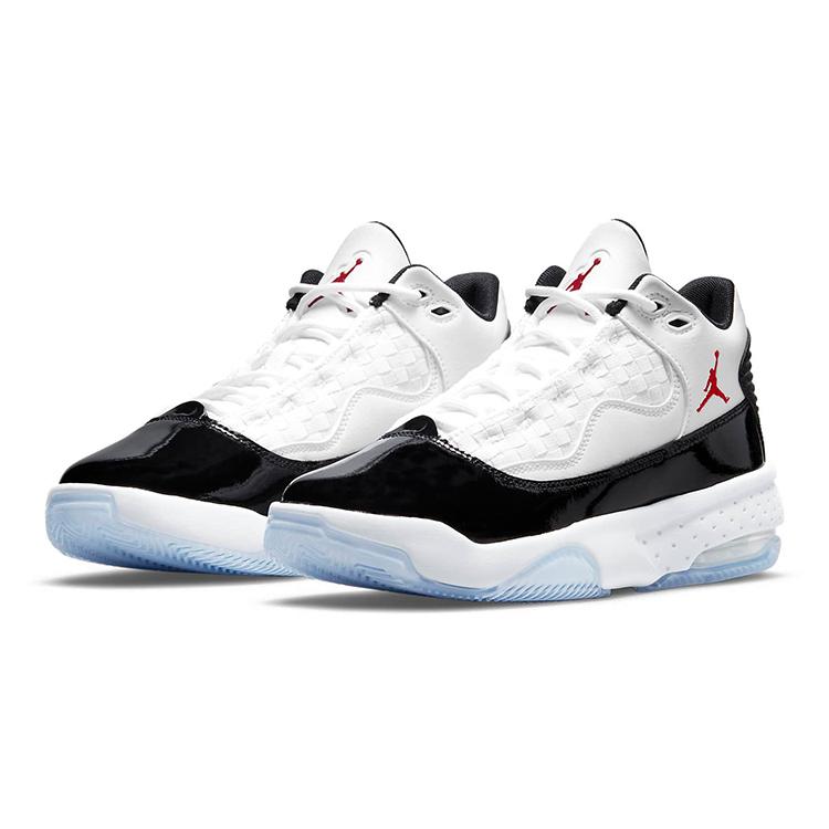 Jordan Max Aura 2 Synthetic Leather Abrasion Resistant Mid top Children's Basketball Shoes White Black Blue CN8094-102