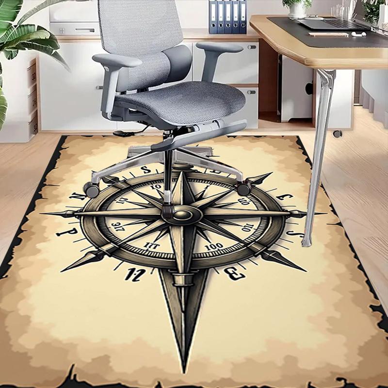1PC Compass Nautical Extra Large Non Slip Floor Carpet, Office, Family, Bedroom, Studio Large Area Rug Indoor Rugs, Vibrant Colors