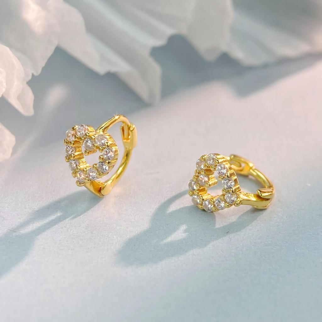 Light Luxury Unique Love Full Diamond Earrings S925 Sterling Silver Earrings, Sweet Girly Style Holiday Wear Versatile Ear Buckles 2026