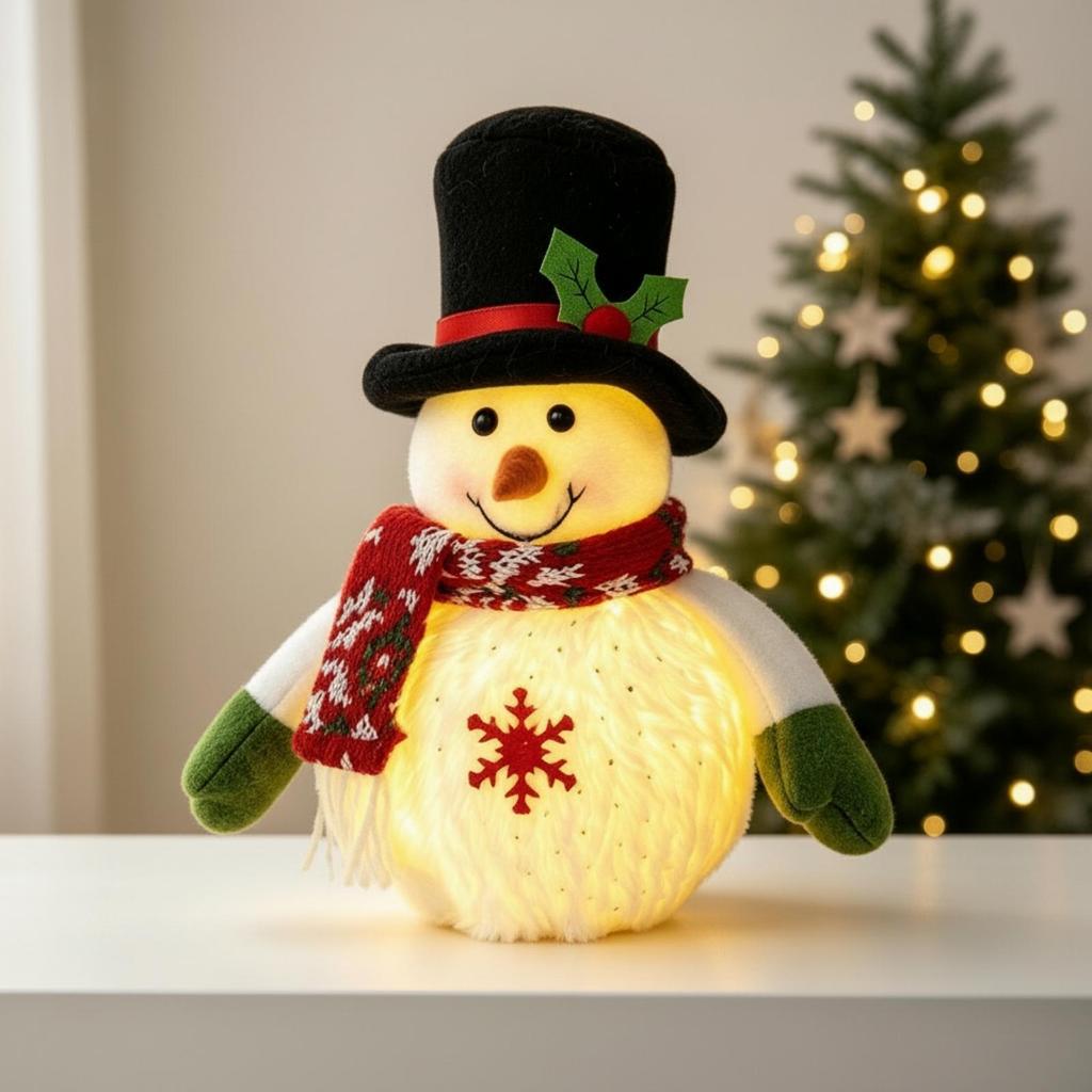 Lighted Snowman Tabletop Figurine Indoor for Window Displays, Mantels