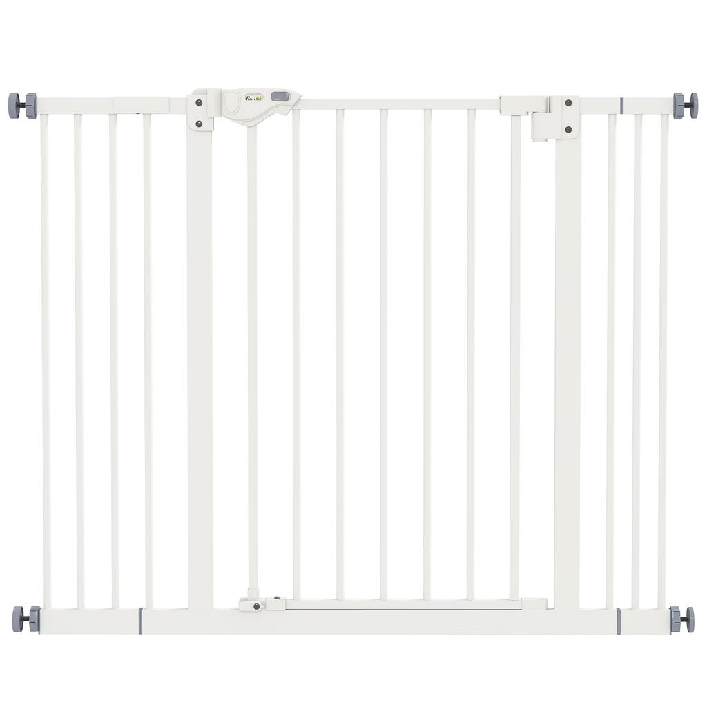 Adjustable Dog Gate Up To 100 Cm Without Screws with 2 Extensions and Height 72 Cm, White
