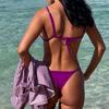 European & American Style 2025 Nylon Solid Color Split Bikini for Women