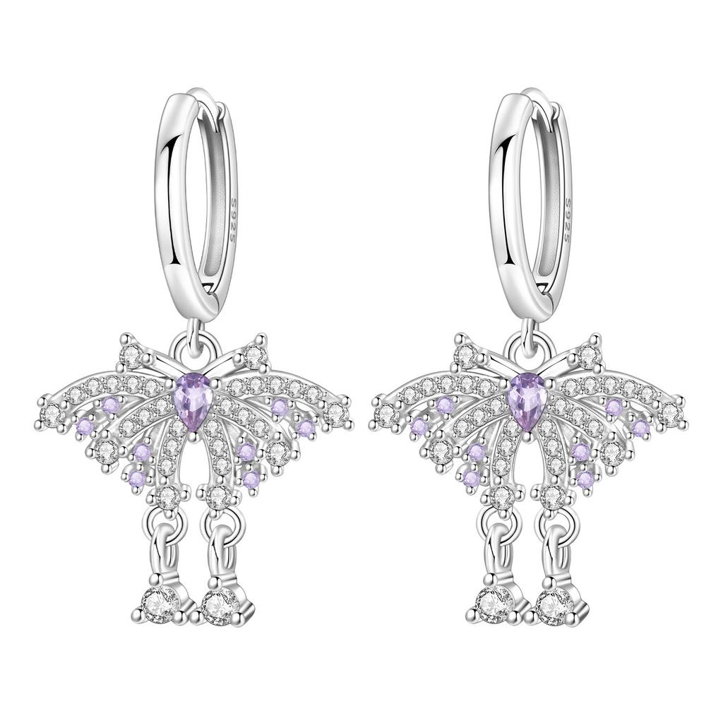 Orstarry 925 Sterling Silver 18k Golden Butterfly Insect Drop Earrings Women Earrings Birthday Party Jewelry Fine Original Gifts