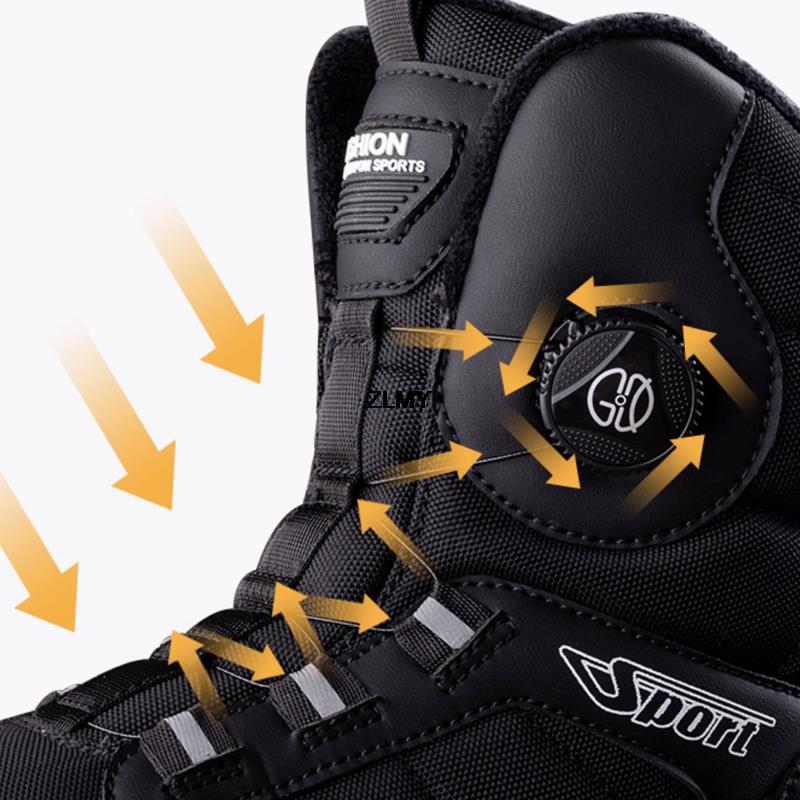 Warm Men's Snow Boots Waterproof Outdoor Winter Snowboots Rotated Button Men High Top Plush Cotton Shoes Man Winter Hiking Shoes