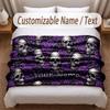 Skull Gothic Theme Soft Blanket Personalized Custom Name Text Print Warm Blanket Home Sofa Bedroom Decor
