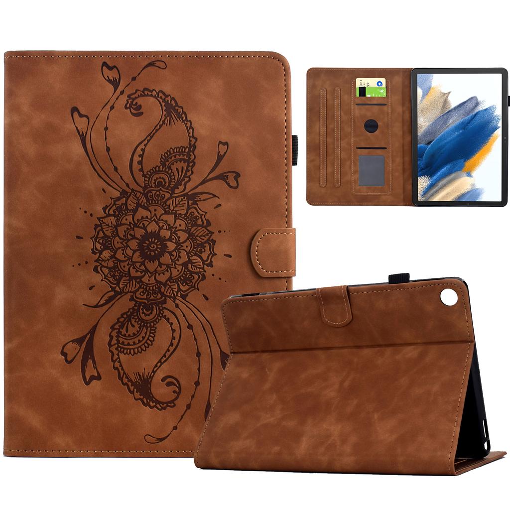 For Samsung Galaxy Tab A8 10.5 (2021) X200/X205 Case Mandala Imprinted Leather Tablet Cover with Card Slots