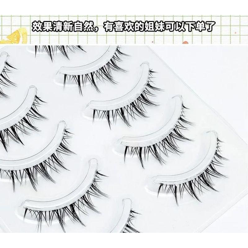 Lashie - Set mit 5 Paaren: Natürliche, zarte Falsche Wimpern mit transparentem Band