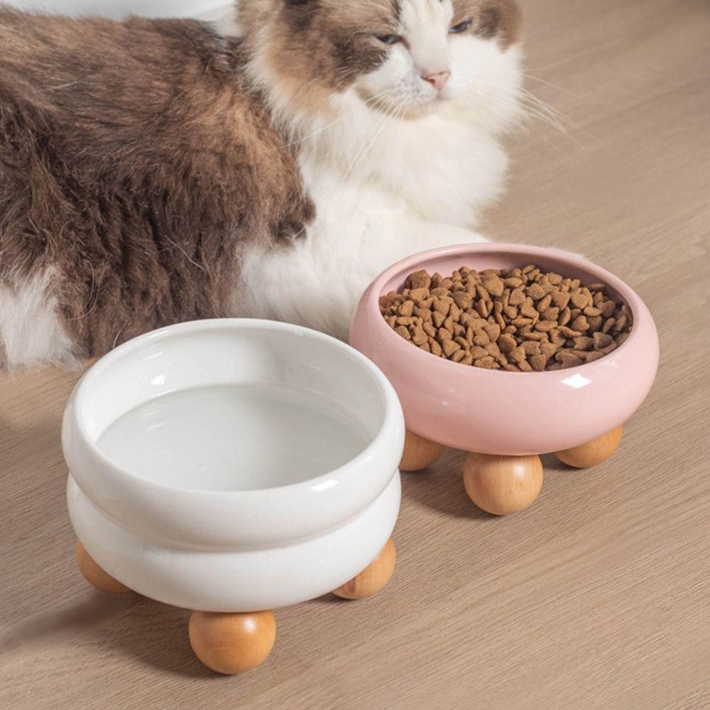 

Cute Cat Food and Water Bowl Newest Design Pet Elevated Dish Raised Round Kitty Bowl Feeding