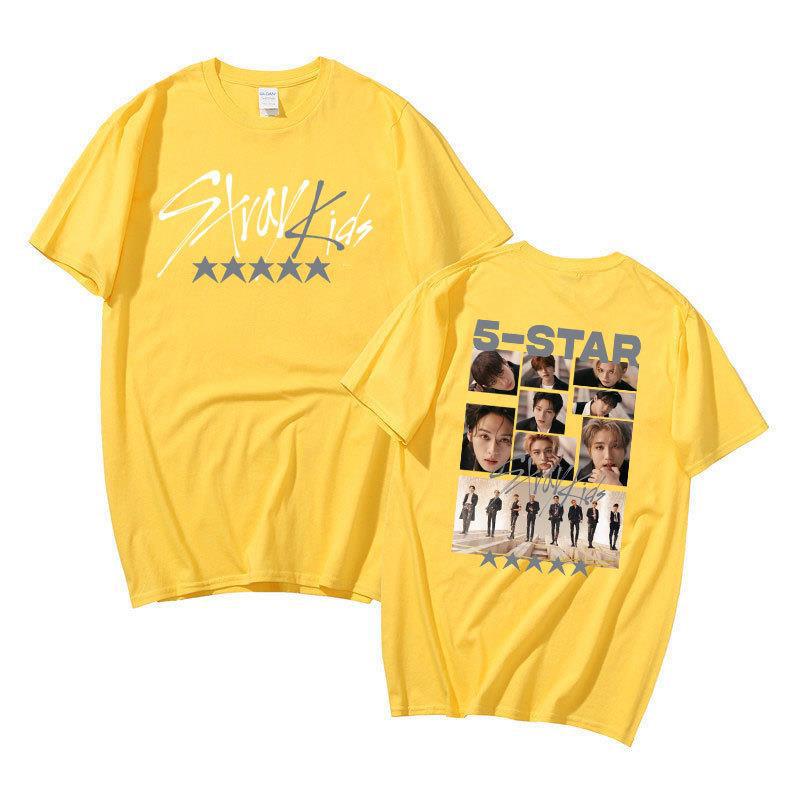Stray Kids Singer Group Around Harajuku Print Fashion Men And Women T-Shirt Top Short Sleeve