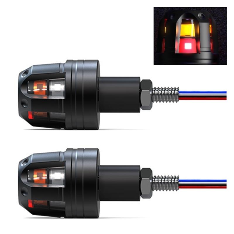 Indicatori di direzione Moto LED Manubrio Terminale Lampeggiante per Luce Angolare Manubrio 2x