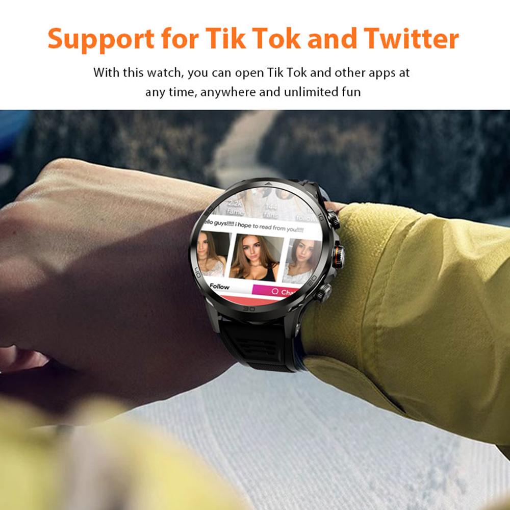 H19 3+32G Montre Intelligente Grand Écran AMOLED 1,75 pouces Caméra Coulissante Réseau 4G Carte SIM Android 8.1 Montre Intelligente