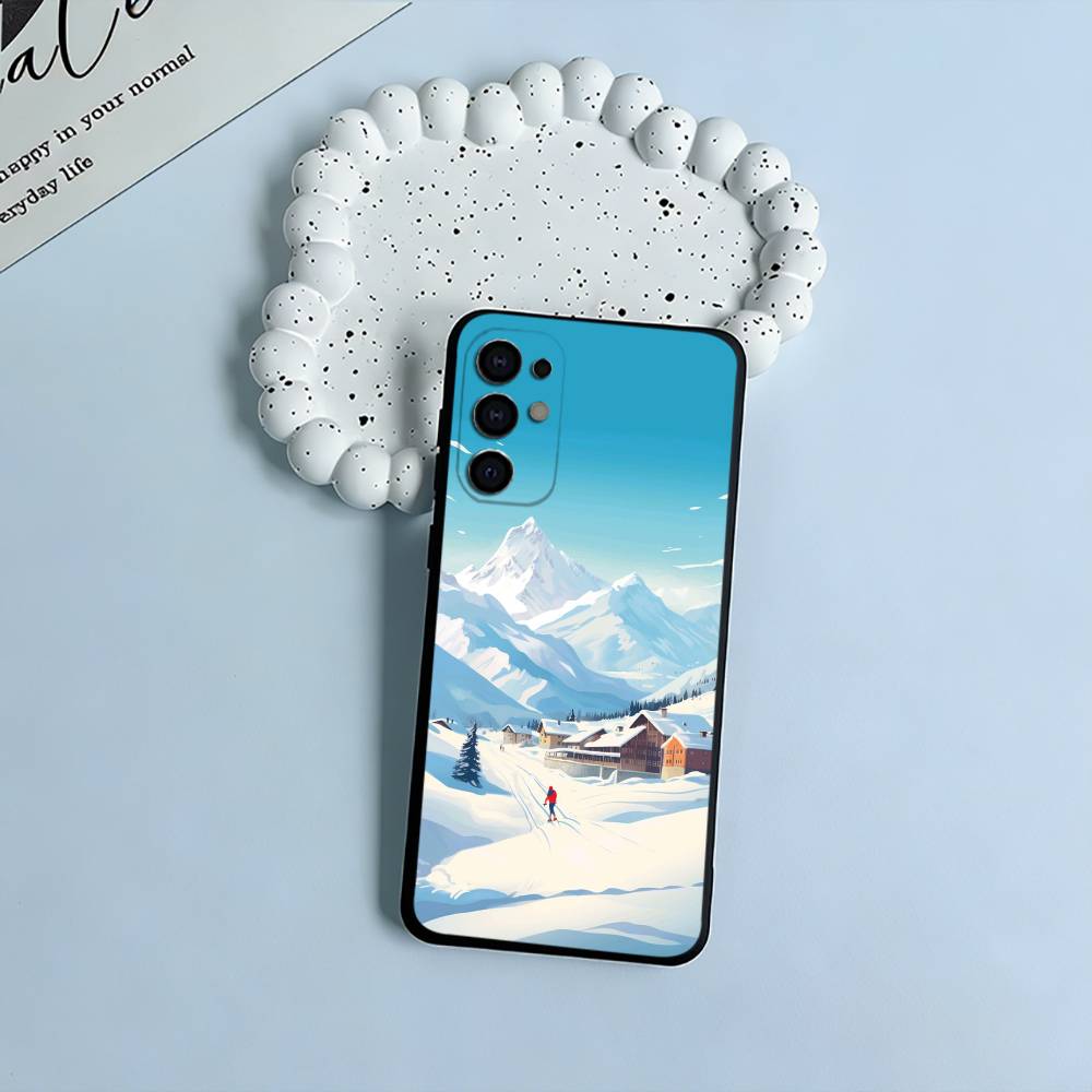 ski slope &ski running Soft Silicone Case for Samsung S25, S24, S21, S22, S23, S30, Ultra, S20, Plus, FE, Lite-Black