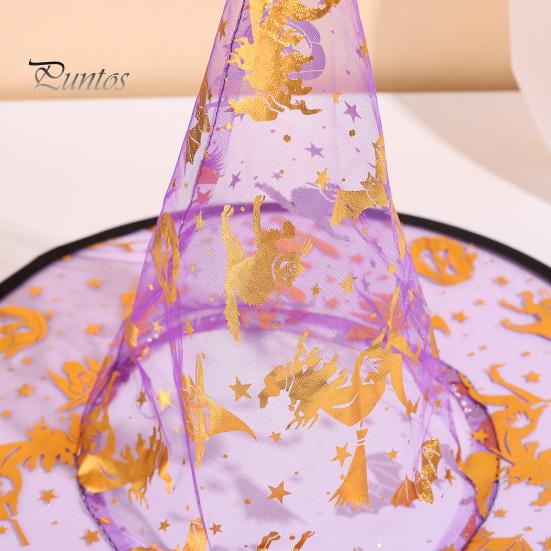 Breathable Wizard Headpiece Halloween Organza Witch Hat for Women, Adult Costume Holiday Photo Props Accessories, Lightweight Pointed Cap Cosplay