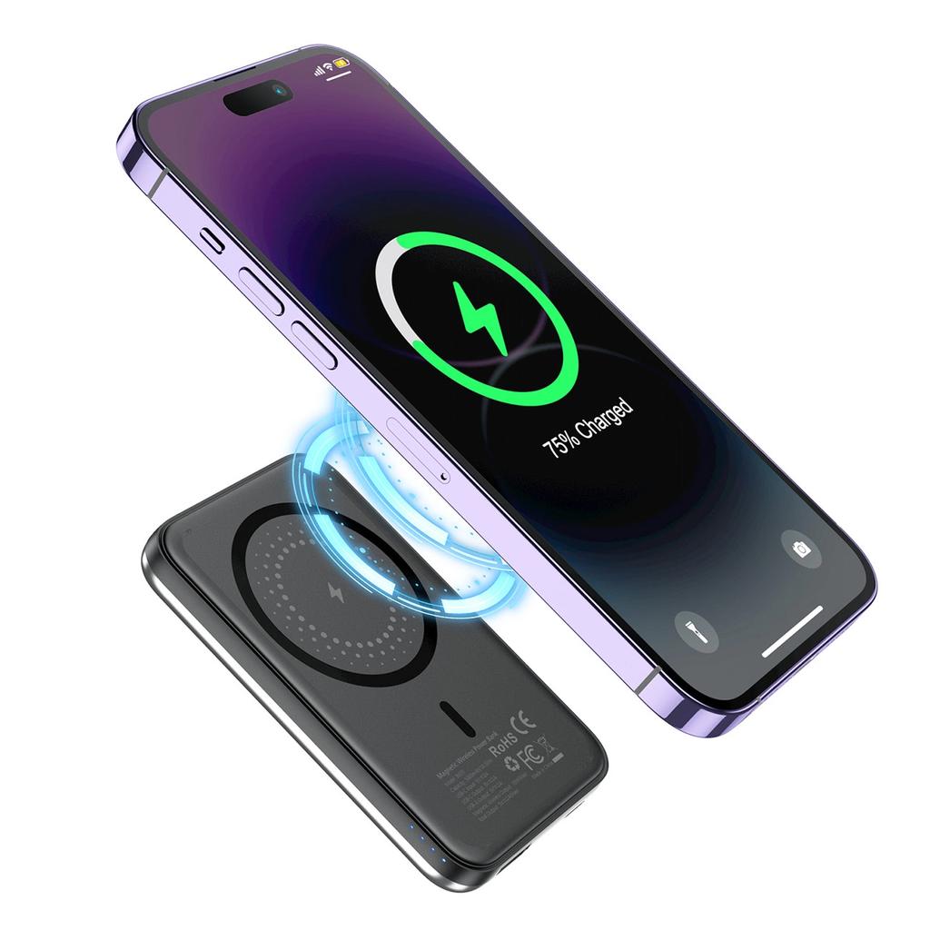 Choetech B655 Induction Mini Power Bank Magsafe Usb-A / Usb-C 5000Mah - Silver