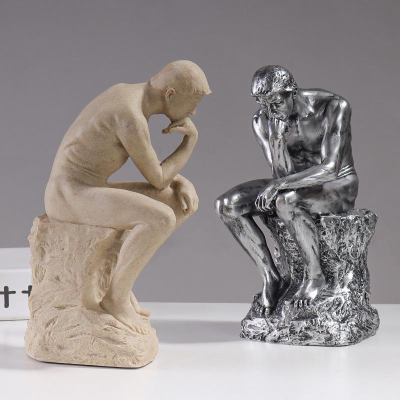 European Style Thinker Sculpture: Creative Ornament for Bookcases and Wine Cabinets