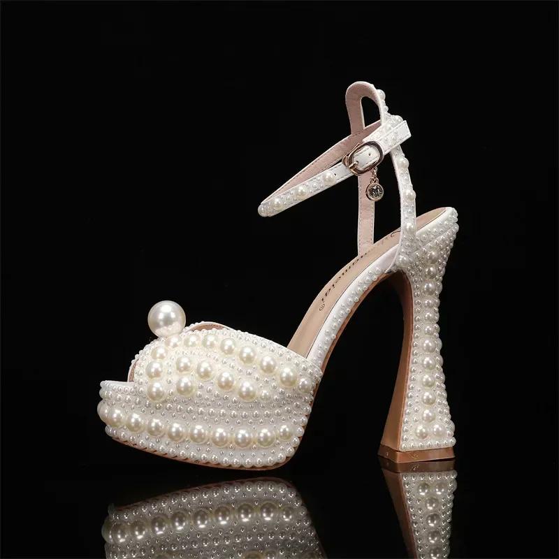 High Heel Women Sandals Platform Crystal Queen Rhinestone Bride Wedding Shoes Fish Mouth Woman's Gladiator Summer Shoes