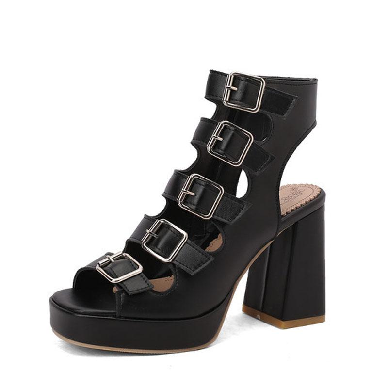 

Женские босоножки на высоком каблуке в римском стиле с открытым носком, ремешком с пряжкой и платформой. Женская летняя обувь нового стиля WSH5338 39