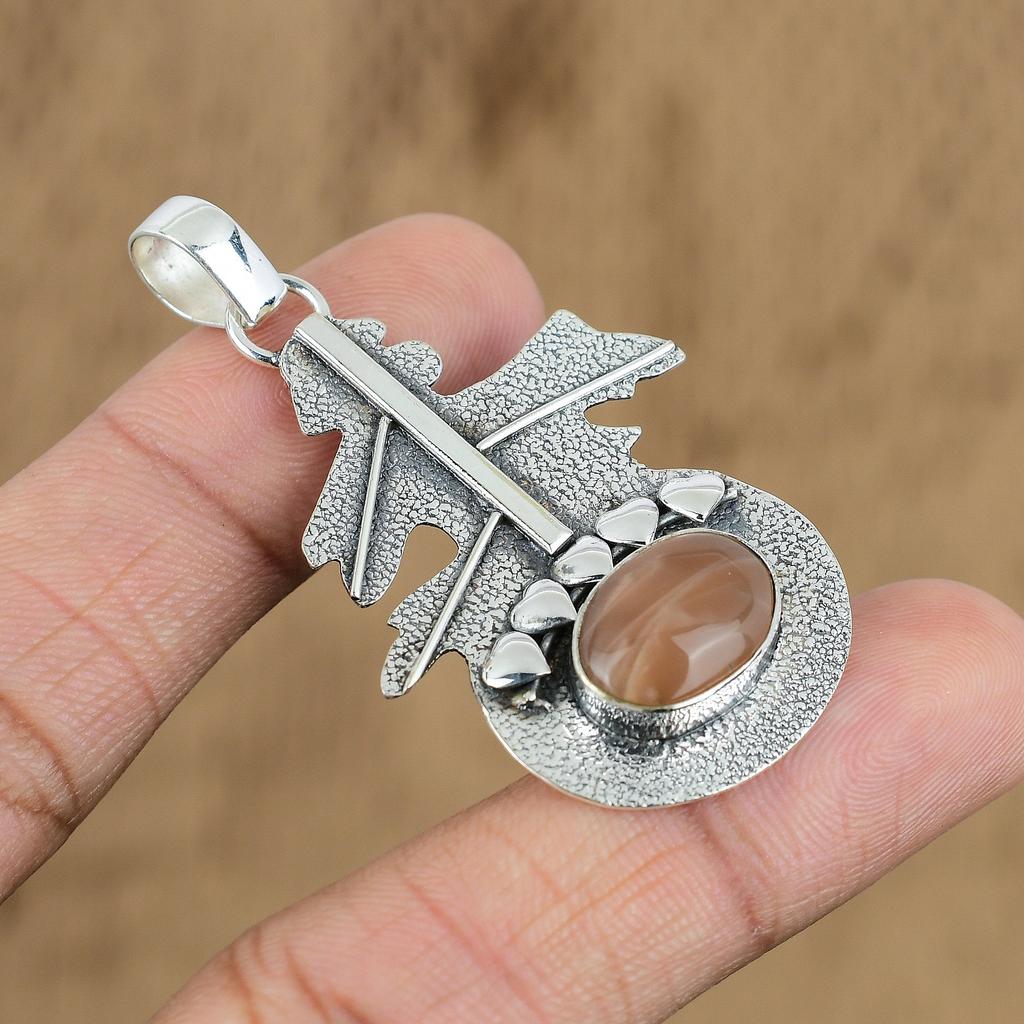 Natural Yellow Aventurine Gemstone Pendant 925 Sterling Silver Indian Jewelry