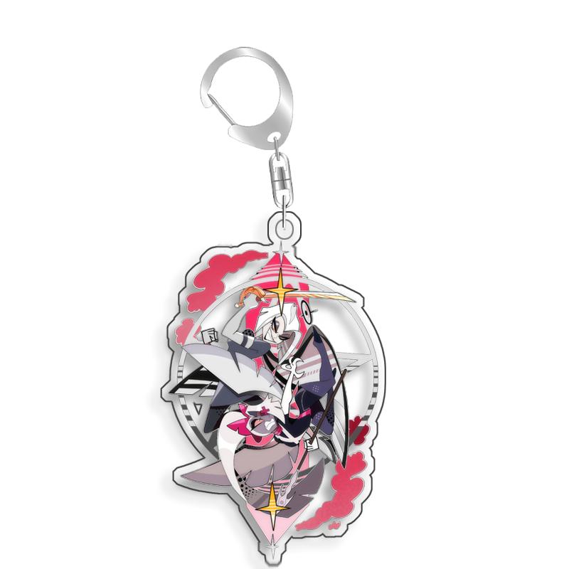 Hazbin Hotel Angel Dust Valentino Vox Velvette Blitzo Stolas Acryl Sleutelhanger Hanger Tas Bedeltjes Spel Anime Collectie Speelgoed Cadeau 5cm white