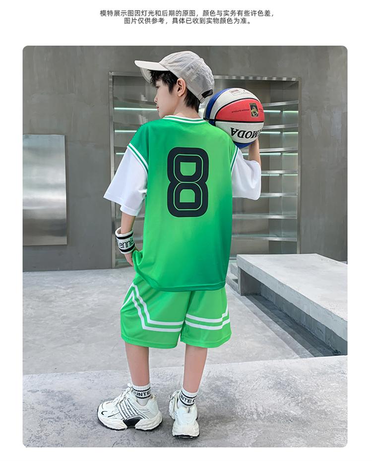 Boys' summer basketball suit set new 2026 mid to large children's summer short sleeved quick drying sports football suit trend