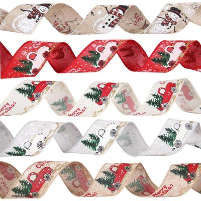 5cm Christmas Ribbon: Colorful Car Print Tree Ornaments for Hanging