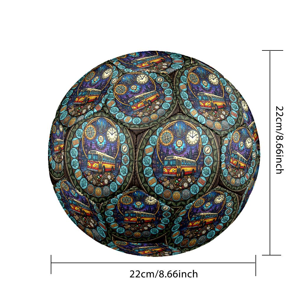 Public Transit Tapestry Round Football Size 5 Adult Ball Suitable for Training Matches and Outdoor Team.