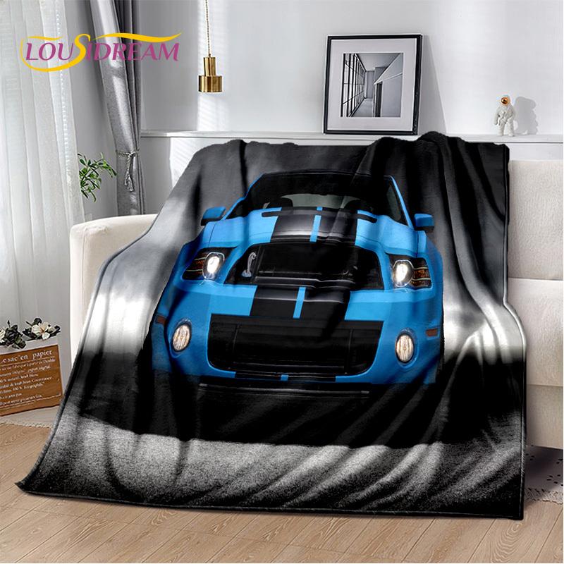 Klassiker 3D F-Ford GTR Mustang Auto Weiche Decken, Halten Warm Kuscheldecke Bequeme Decke für Picknick Betten Sofa Zuhause Schlafzimmer