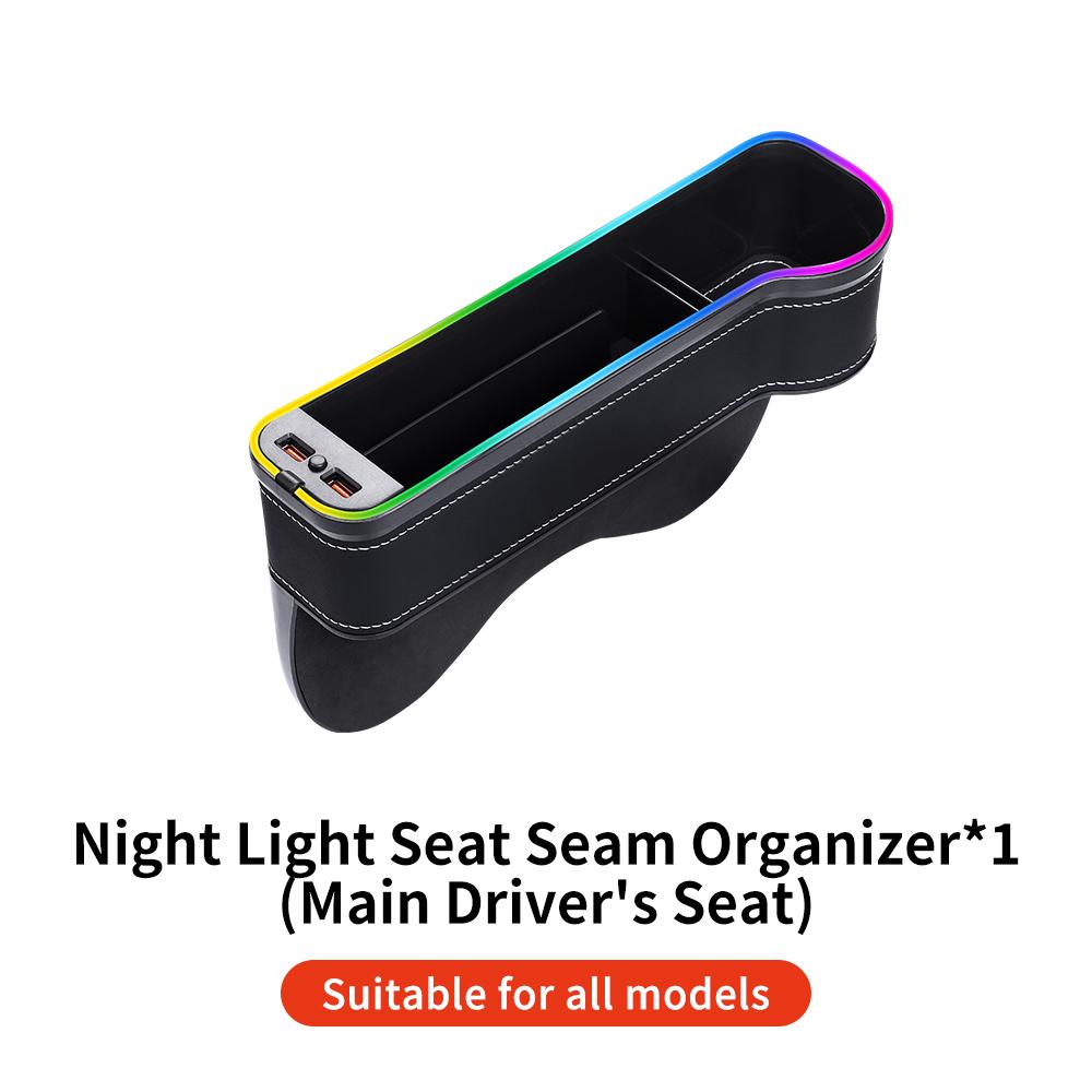 YZ multifunctional Cup Holder Gap Storage box Car Seat Gap QC3.0 USB 7 Colours Changing LED Charging Auxiliary for Vehicles