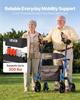 Rollator Walker with Seat for Seniors, Foldable Rolling Walker, Lightweight Aluminum Mobility Walking Aid with PU Solid Wheels, Adjustable Handle,