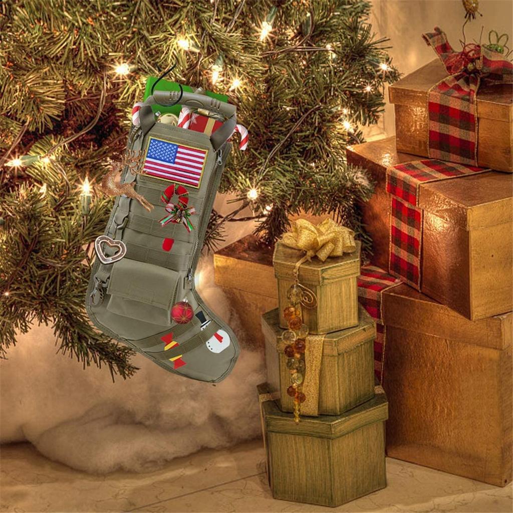 Christmas Theme Stocking Molle Military Christmas Stocking Desert, Christmas Stocking Tool Accessory Storage Bag Stocking