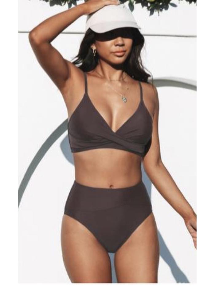 2023 Best-Selling Women's V-Neck High-Waisted Twist Bikini with Adjustable Straps